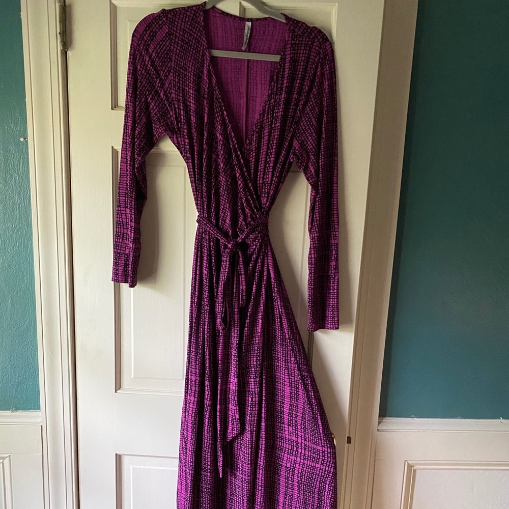 Rachel Pally Wrap Dress Raspberry/Black Print 1x